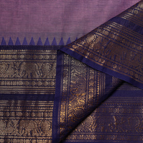 Purple - Kanchipuram Cotton Fabric with Zari Border 19