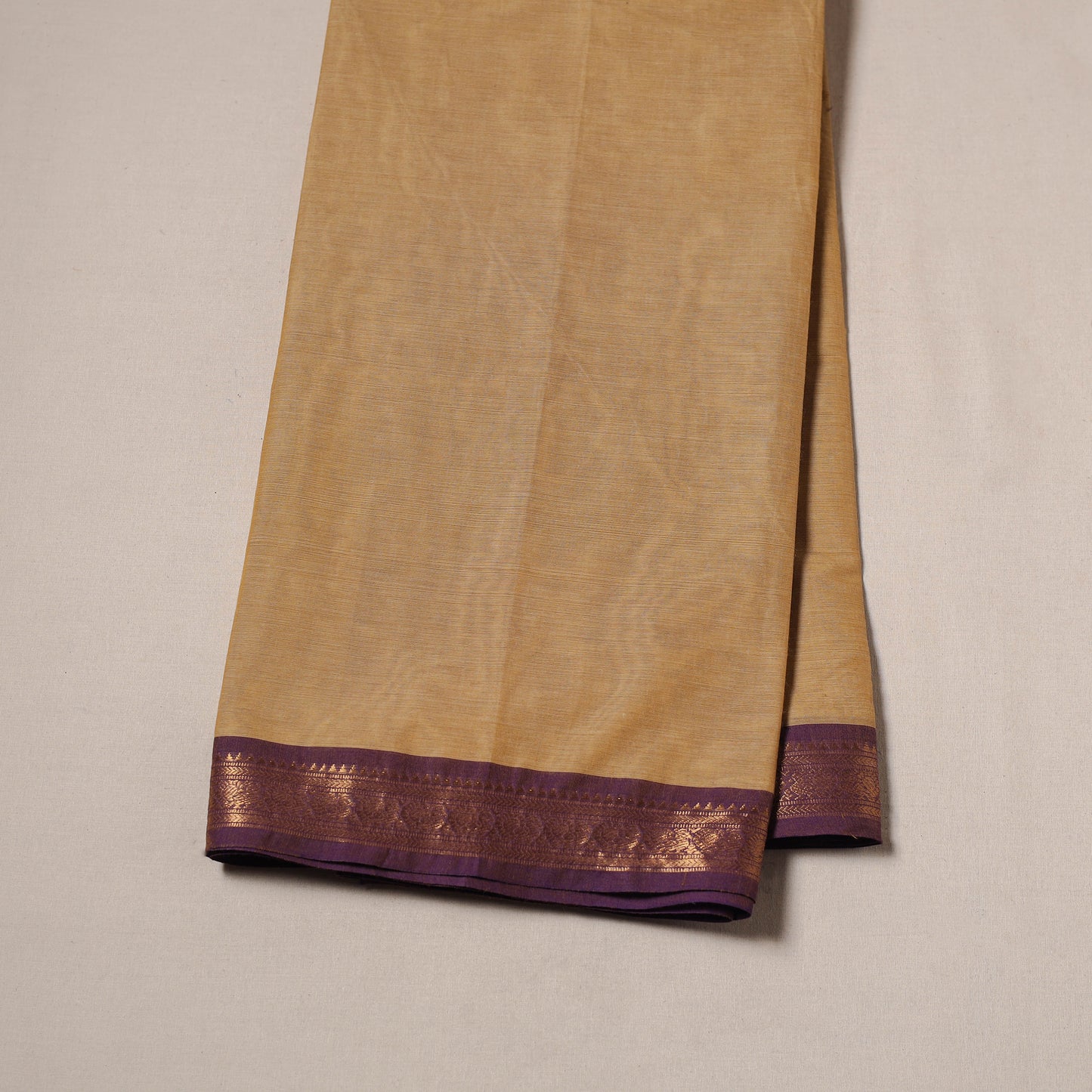 Beige - Kanchipuram Cotton Fabric with Zari Border 21