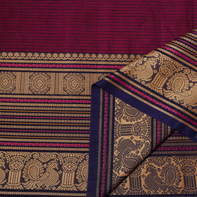 Purple - Kanchipuram Cotton Fabric with Zari Border 22