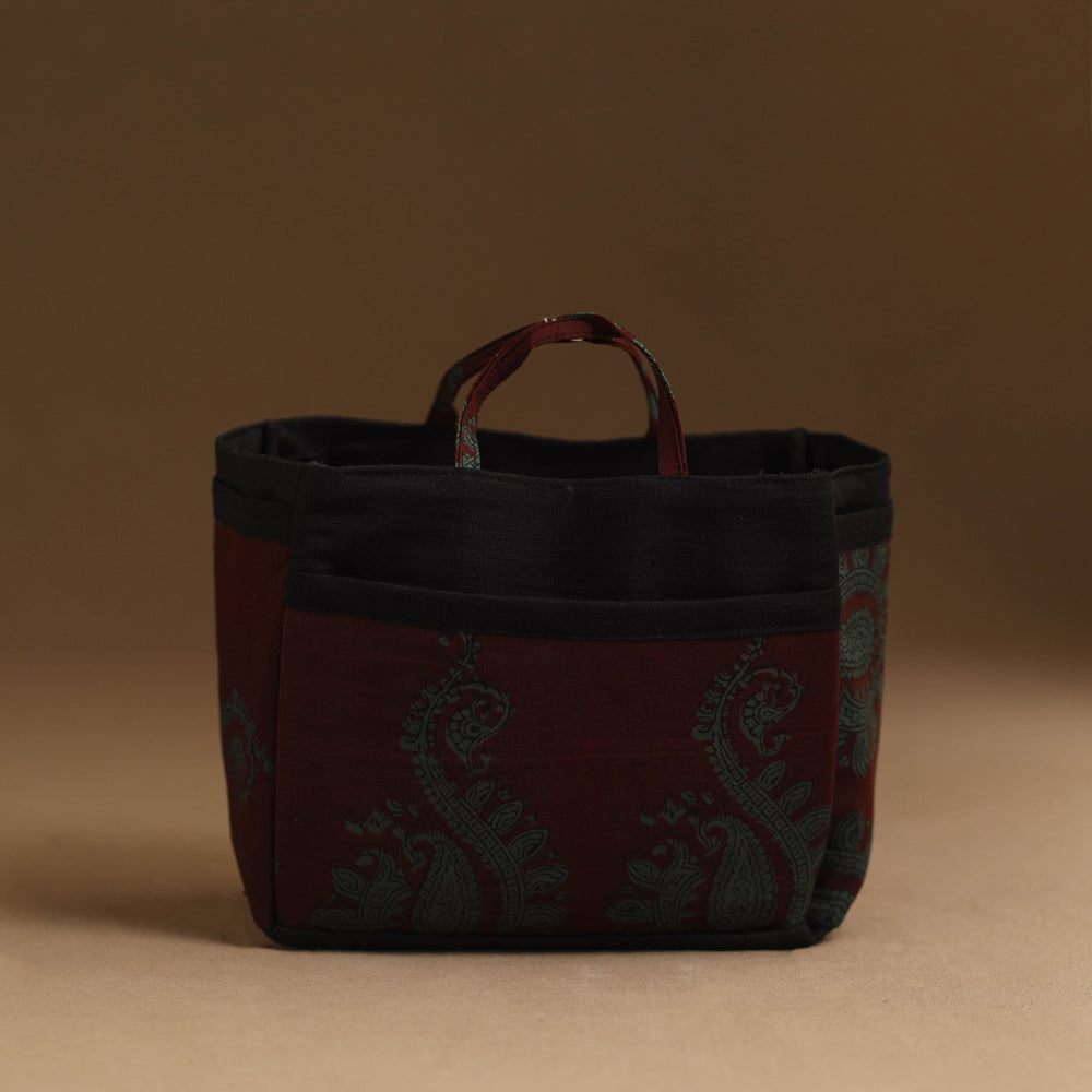 Maroon - Handmade Cotton Multipurpose Cosmetic/Toiletry Bag 06