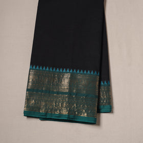 Black - Kanchipuram Cotton Fabric with Zari Border 23