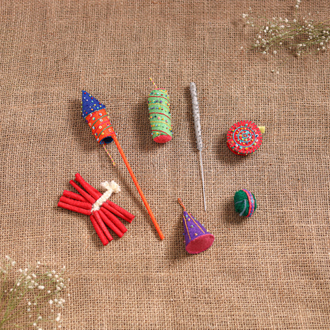 Diwali Special! Handmade Beadwork Felt Crackers (Set of 7 - Assorted) 31