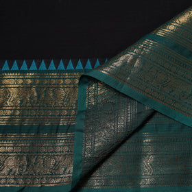 Black - Kanchipuram Cotton Fabric with Zari Border 23