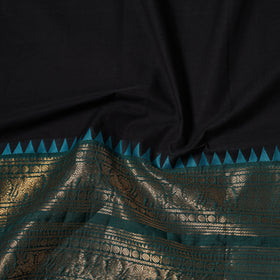 Black - Kanchipuram Cotton Fabric with Zari Border 23