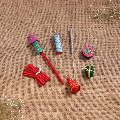 Diwali Special! Handmade Beadwork Felt Crackers (Set of 7 - Assorted) 32