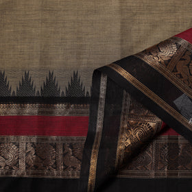 Brown - Kanchipuram Cotton Fabric with Zari Border 24