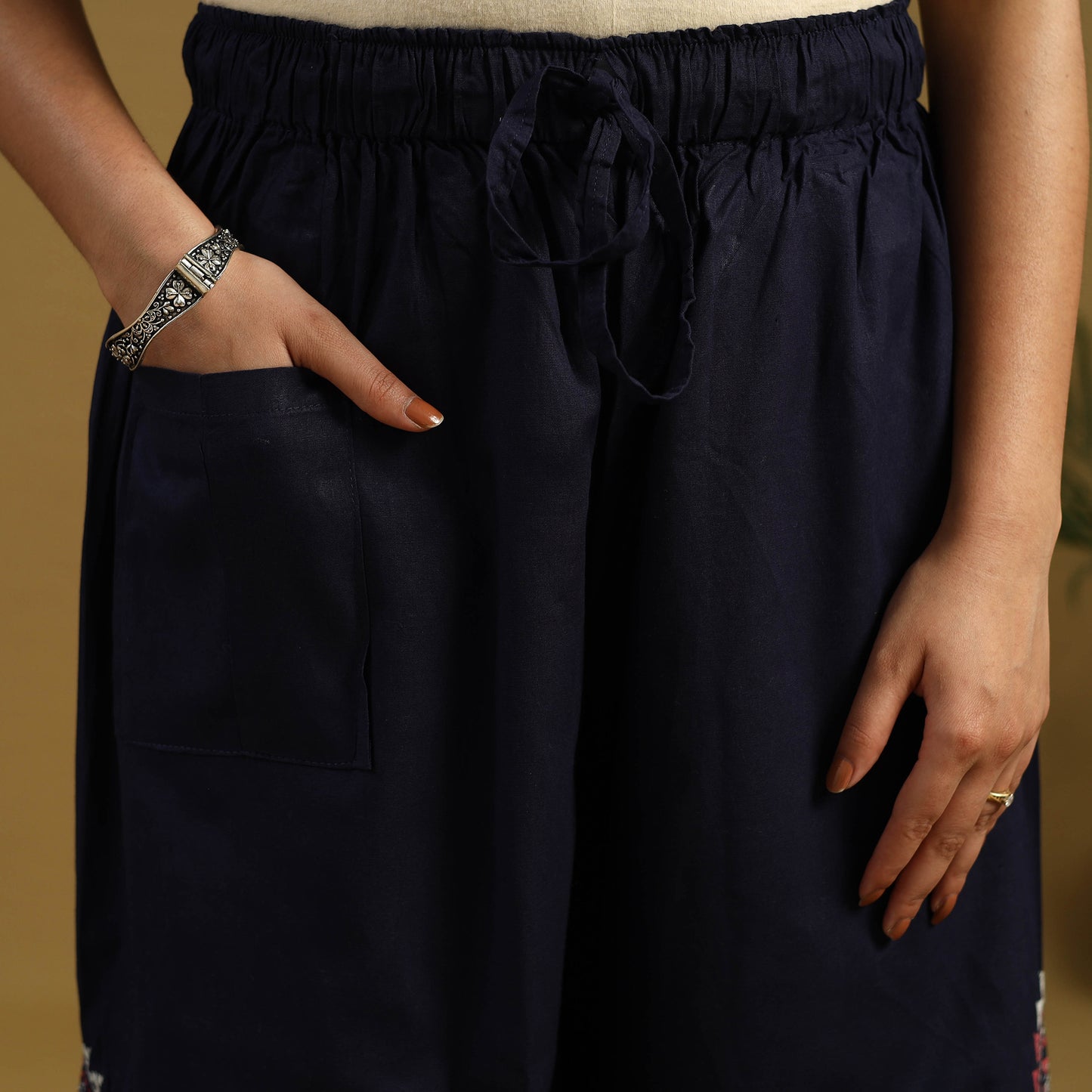 Buy Cotton Bengal Kantha Hand Embroidery Palazzo