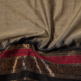 Brown - Kanchipuram Cotton Fabric with Zari Border 24