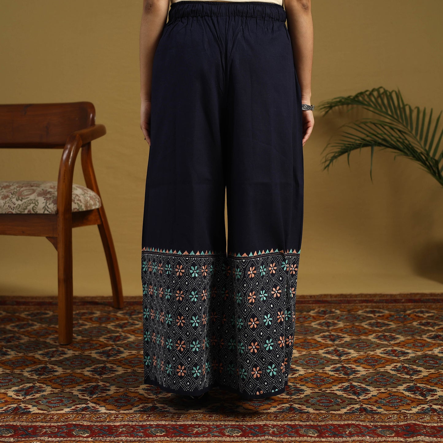 Buy Cotton Bengal Kantha Hand Embroidery Palazzo