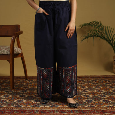 Buy Cotton Bengal Kantha Hand Embroidery Palazzo