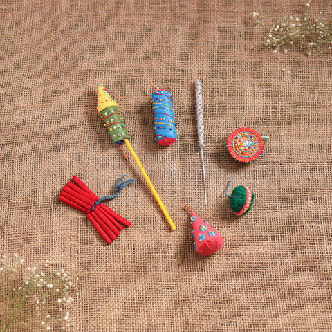 Diwali Special! Handmade Beadwork Felt Crackers (Set of 7 - Assorted) 35