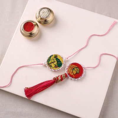 Manjusha Art Handpainted Resin Rakhi with Lumba Set 01