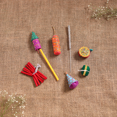 Diwali Special! Handmade Beadwork Felt Crackers (Set of 7 - Assorted) 37