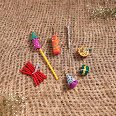 Diwali Special! Handmade Beadwork Felt Crackers (Set of 7 - Assorted) 37