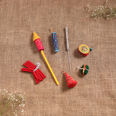 Diwali Special! Handmade Beadwork Felt Crackers (Set of 7 - Assorted) 38