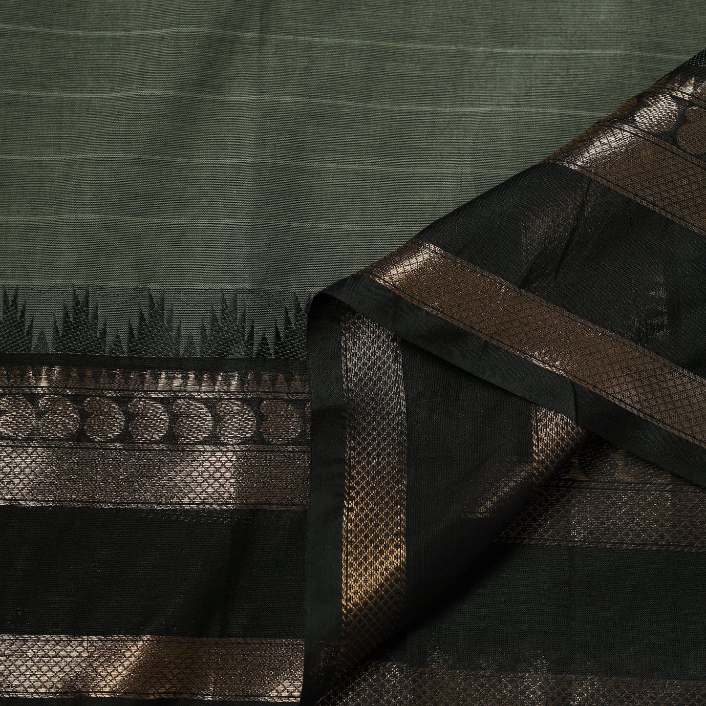Green - Kanchipuram Cotton Fabric with Zari Border 28