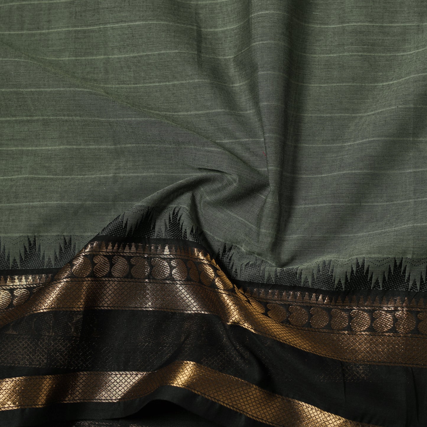 Green - Kanchipuram Cotton Fabric with Zari Border 28