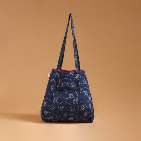 Blue - Eco-Friendly Handmade Cotton Jhola Tote Bag 31