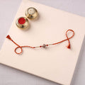 Handcrafted Patwa Threadwork Blue Pottery Beads Rakhi 02