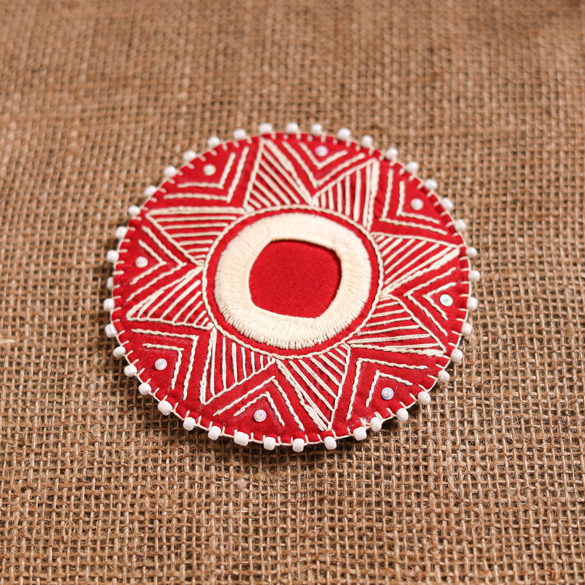 Hand Embroidered Aipan Art Tealight Candle Holder for Home Decor 02