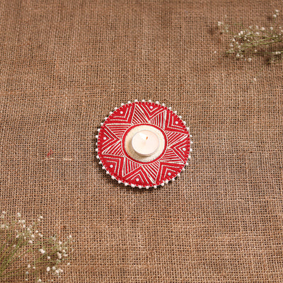 Hand Embroidered Aipan Art Tealight Candle Holder for Home Decor 02
