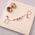 Handcrafted Patwa Threadwork Blue Pottery Beads Rakhi 04