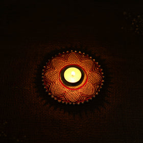 Hand Embroidered Aipan Art Tealight Candle Holder for Home Decor 03