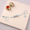 Handcrafted Patwa Threadwork Blue Pottery Beads Rakhi 06