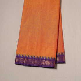Orange - Kanchipuram Cotton Fabric with Zari Border 33