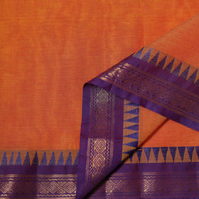 Orange - Kanchipuram Cotton Fabric with Zari Border 33