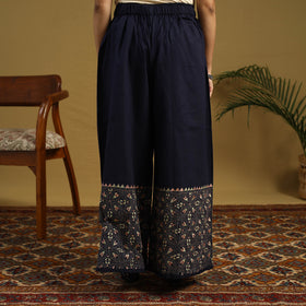 Buy Blue Cotton Bengal Kantha Hand Embroidery Palazzo