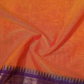 Orange - Kanchipuram Cotton Fabric with Zari Border 33