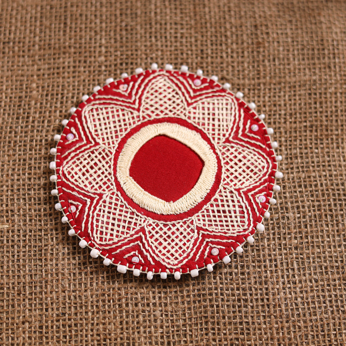 Hand Embroidered Aipan Art Tealight Candle Holder for Home Decor 03