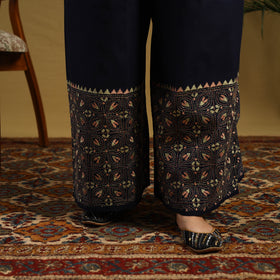 Buy Blue Cotton Bengal Kantha Hand Embroidery Palazzo
