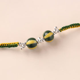 Handcrafted Patwa Threadwork Blue Pottery Beads Rakhi 10