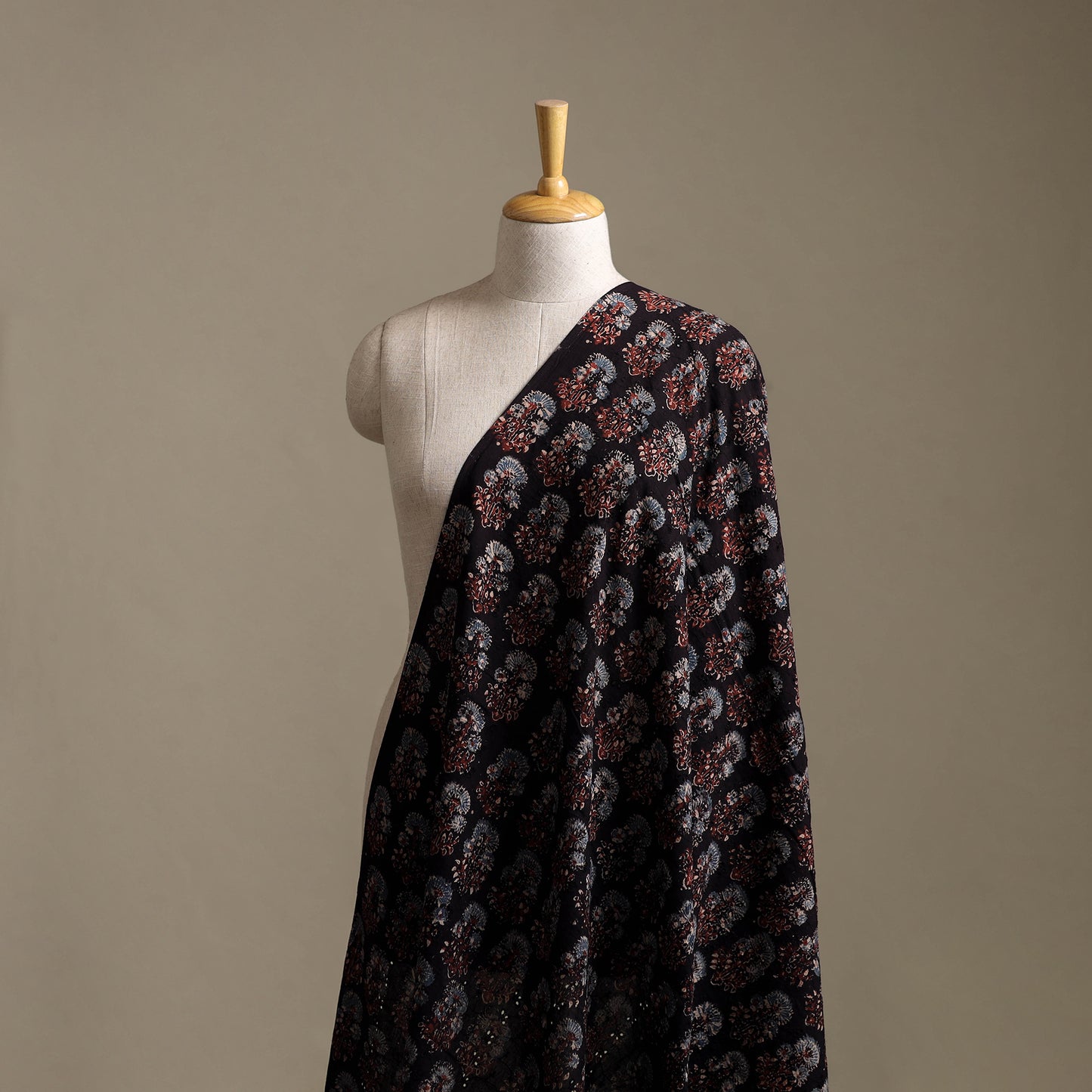 Black - Hakoba Hand Block Ajrakh Print Natural Dyed Cotton Fabric 14