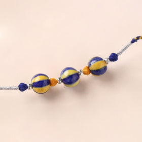 Handcrafted Patwa Threadwork Blue Pottery Beads Rakhi 15