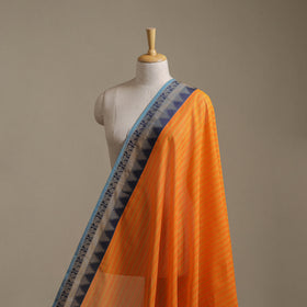 Orange - Kanchipuram Cotton Fabric with Thread Zari Border 01