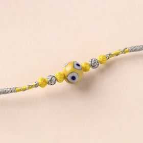 Handcrafted Patwa Threadwork Blue Pottery Beads Rakhi 19