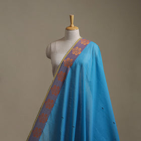 Blue - Kanchipuram Buti Cotton Fabric with Thread Border 07