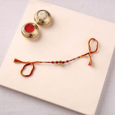 Handcrafted Patwa Threadwork Blue Pottery Beads Rakhi 20