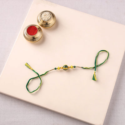 Handcrafted Patwa Threadwork Blue Pottery Beads Rakhi 21