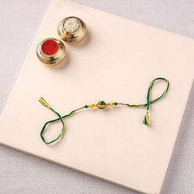 Handcrafted Patwa Threadwork Blue Pottery Beads Rakhi 21