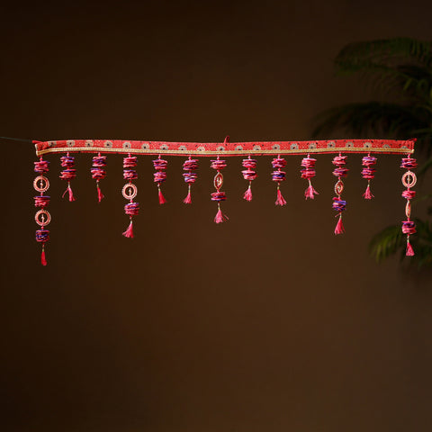 Pink - Handmade Beadwork Felt Bandhanwar Toran for Home Decor 07