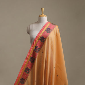 Orange - Kanchipuram Buti Cotton Fabric with Thread Border 12