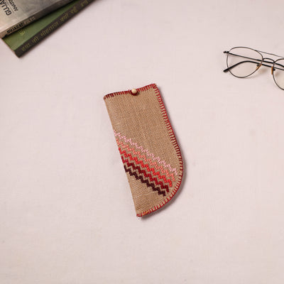 Tribal Hand Embroidered Jute Spectacle Pouch  01