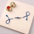 Handcrafted Patwa Threadwork Blue Pottery Beads Rakhi 25