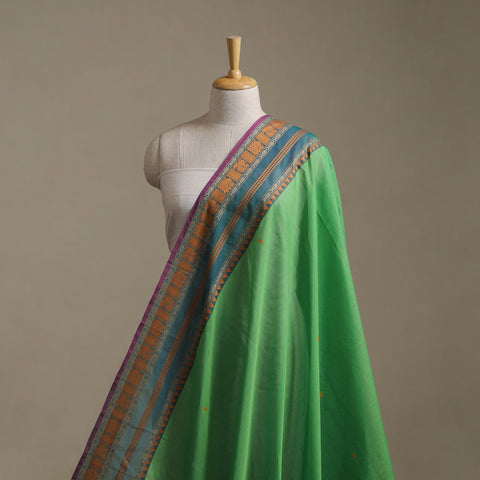 Green - Kanchipuram Buti Cotton Fabric with Thread Border 16