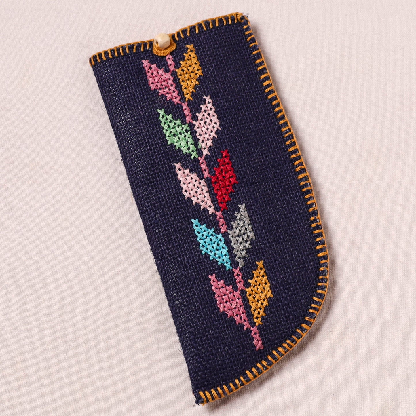 Tribal Hand Embroidered Jute Spectacle Pouch  02