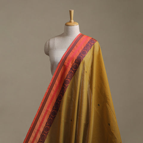 Yellow - Kanchipuram Buti Cotton Fabric with Thread Border 18